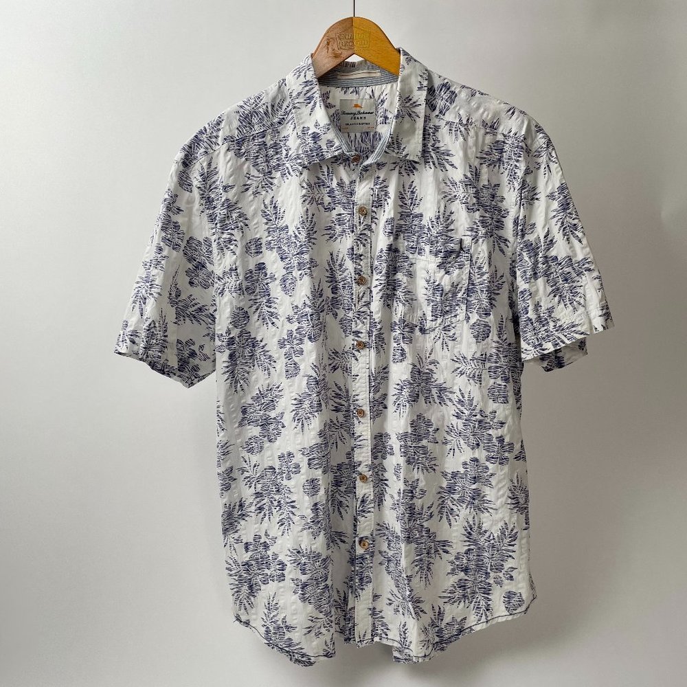 Tommy Bahama Cotton Short Sleeve Button Up Camp Shirt Tropical Print, Size XL